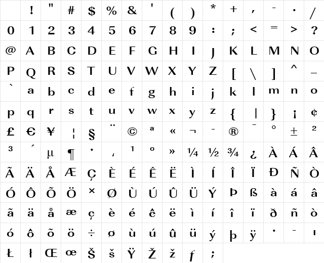RicoBeckerExtended Bold Character Map RicoBeckerExtended Bold Character Map