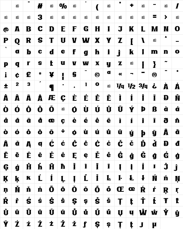 Ridasbin Trial Regular Character Map