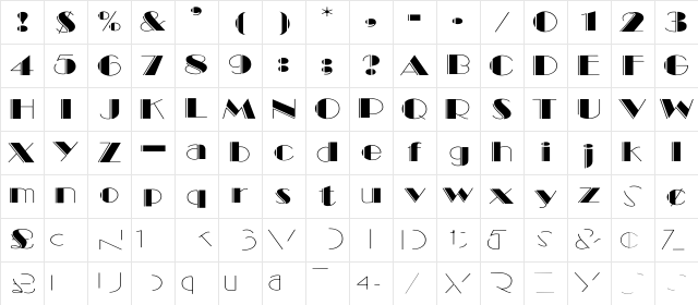 BalletEngraved Wide Regular Character Map BalletEngraved Wide Regular Character Map