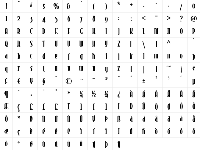 Risky Business Old style NF Regular Character Map