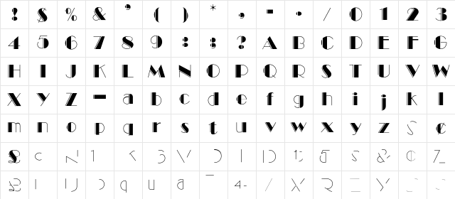 BalletEngraved Regular Character Map