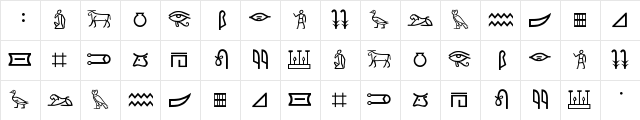 RK Meroitic (Hieroglyphics) Regular Character Map