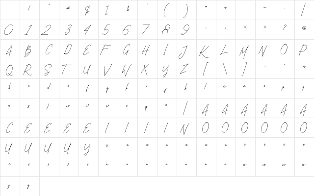 Ballistick Demo Regular Character Map