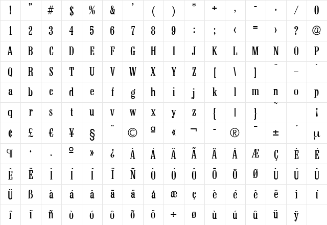 RobertBecker Regular Character Map RobertBecker Regular Character Map