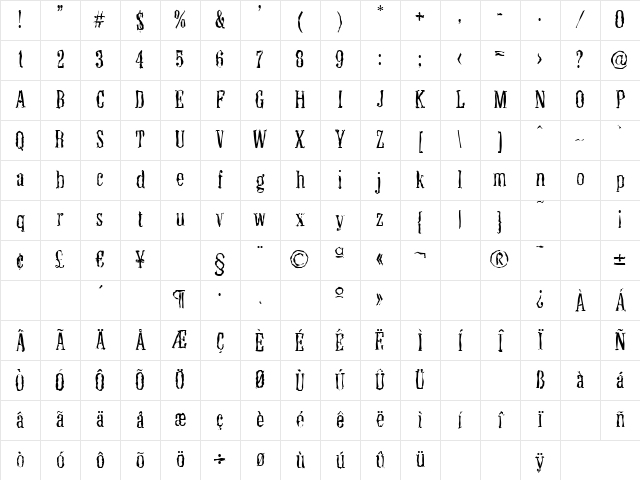 RobertBeckerRandom-Light Regular Character Map