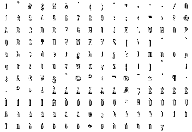 RobertBeckerShadow-Light Regular Character Map RobertBeckerShadow-Light Regular Character Map