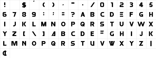 ROBO Regular Character Map
