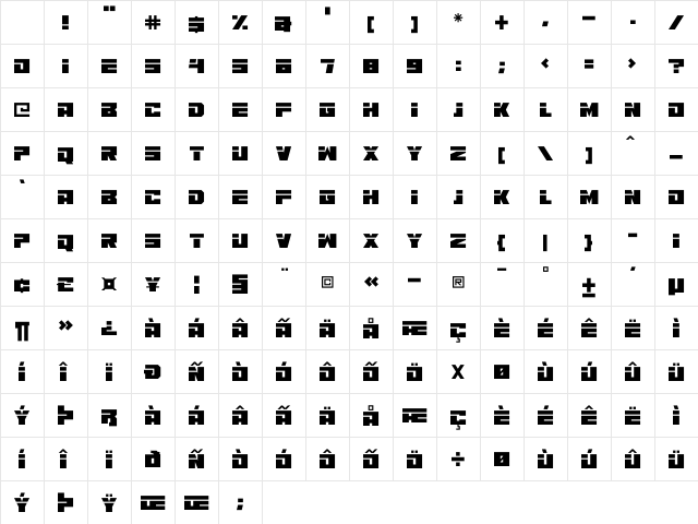 Robot Monster Regular Character Map