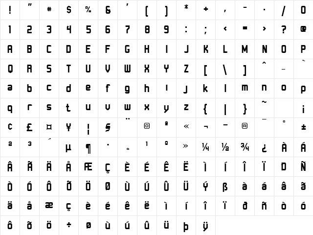 Robust ICG Bold Character Map