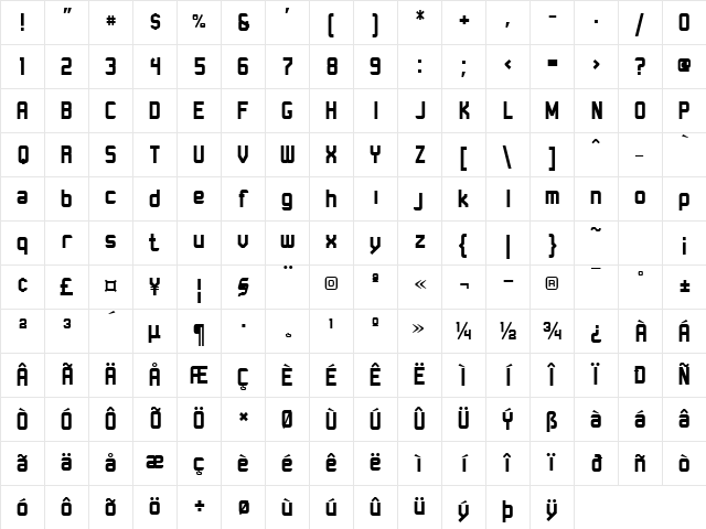 Robust ICG Bold Character Map