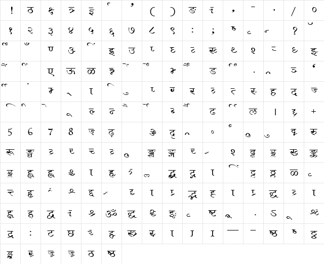 AkrutiDevAkanksha Normal Character Map