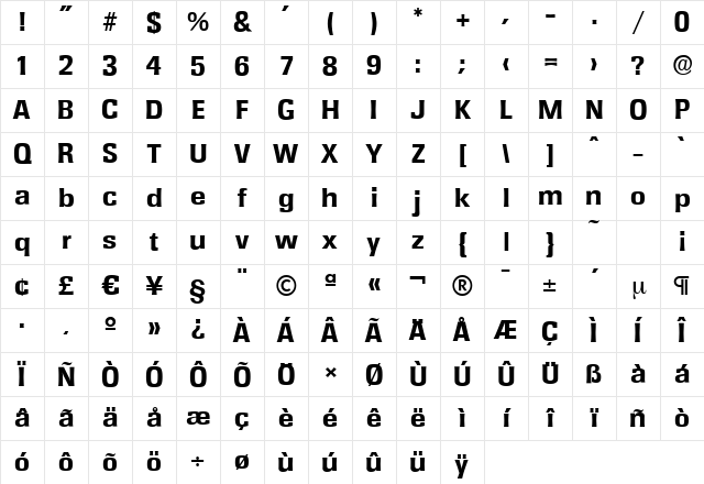 RochesterSerial-Xbold Regular Character Map