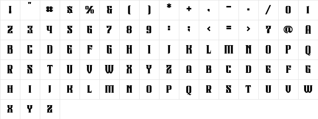 Rock Glader Regular Character Map