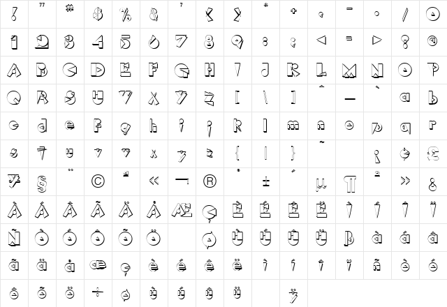 Rock Regular Character Map