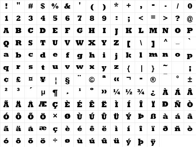 Rockwell Extra Bold Regular Character Map Rockwell Extra Bold Regular Character Map