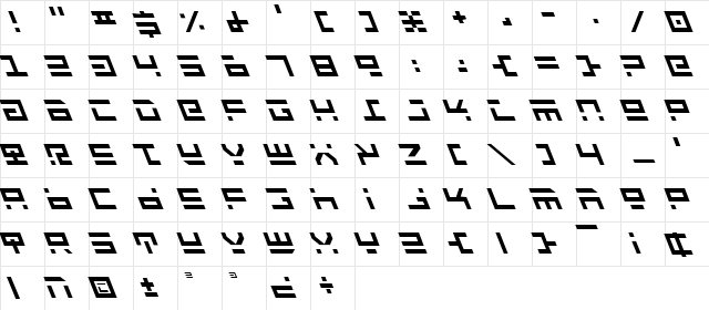Rocket Type Leftalic Leftalic Character Map