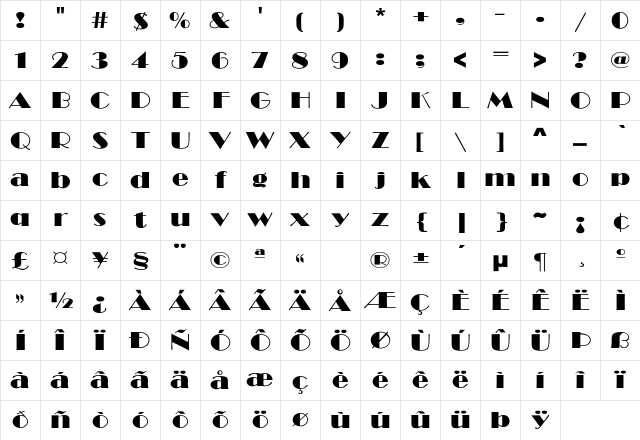 RockSide ExtraThick Regular Character Map RockSide ExtraThick Regular Character Map