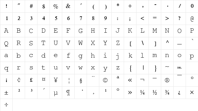 Rod Regular Character Map