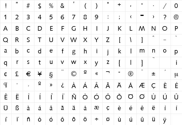 RogerBecker Regular Character Map RogerBecker Regular Character Map
