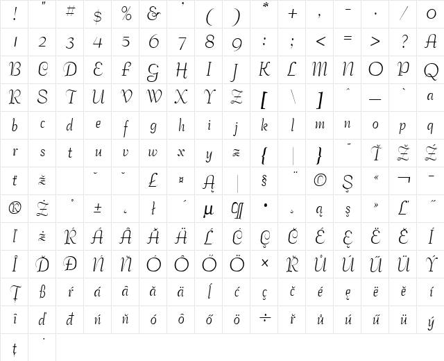 BallroomTango Normal Character Map
