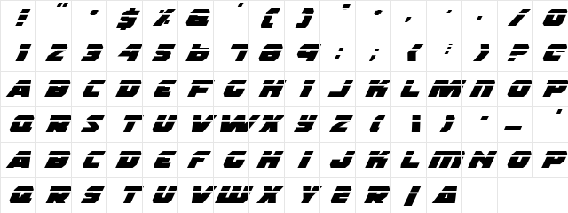 Rogue Hero LasEx Italic LasEx Italic Character Map