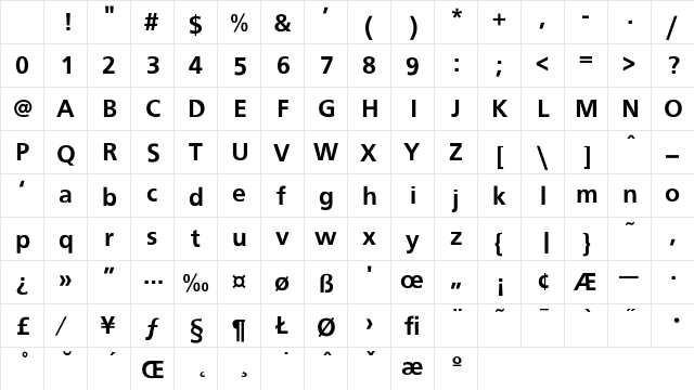 Roissy-Bold Regular Character Map Roissy-Bold Regular Character Map