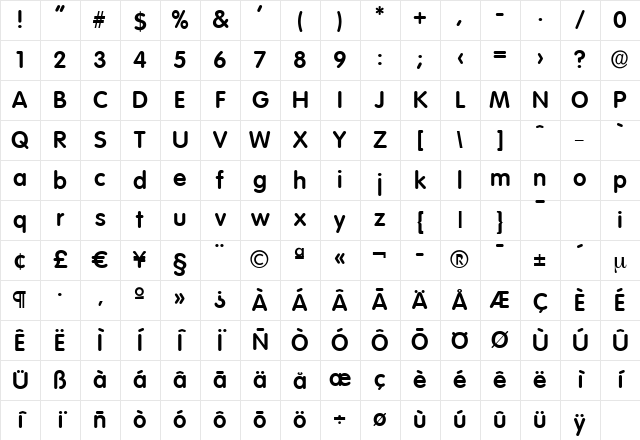 RolandBecker Bold Character Map