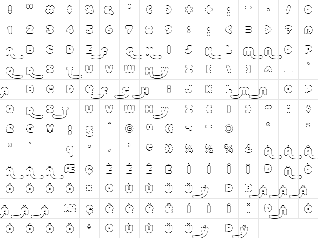 Roller Baby BV Alt Shadow Regular Character Map
