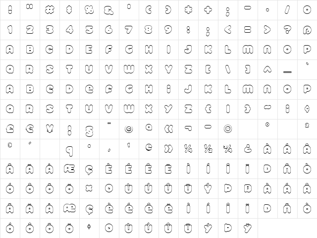 Roller Baby BV Shadow Regular Character Map