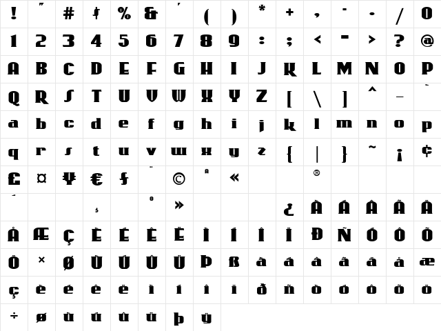 RollerCoaster Regular Character Map RollerCoaster Regular Character Map