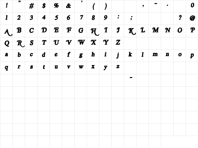 Untitled Regular Character Map