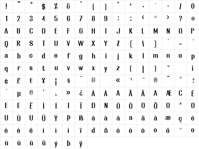 Rollout Semibold Character Map