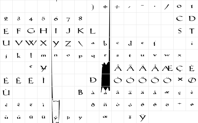 ROMAN19 EX HU Normal Character Map