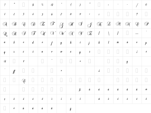 BalmoralPlain Regular Character Map