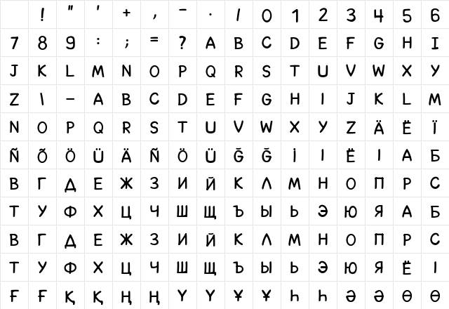 Balpaq Regular Character Map