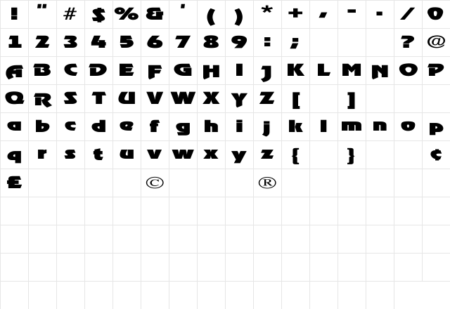 RoostHeavy Ex Regular Character Map