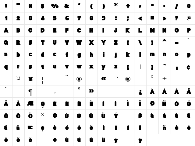 Baltar Regular Character Map Baltar Regular Character Map