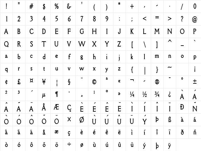 Rory Thin Bold Character Map Rory Thin Bold Character Map