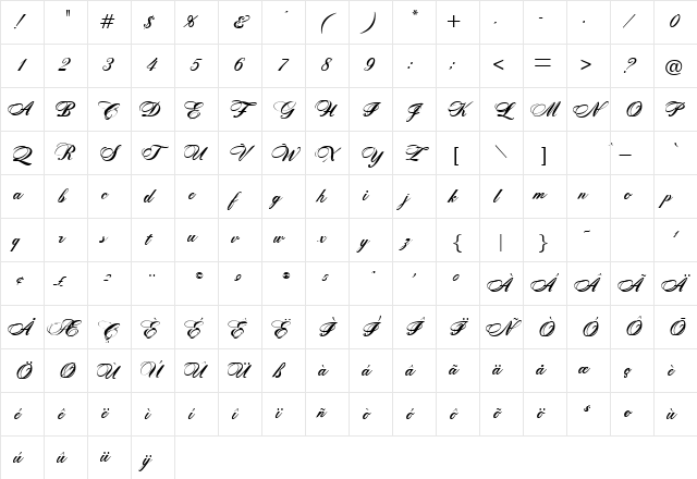 Zither Script Normal Character Map