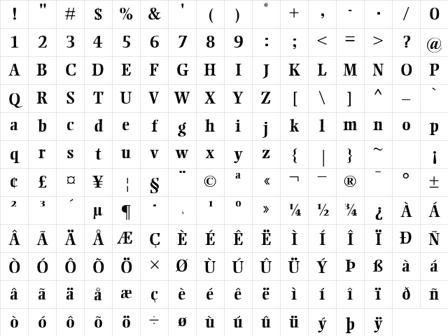 RosarioSSK Bold Character Map