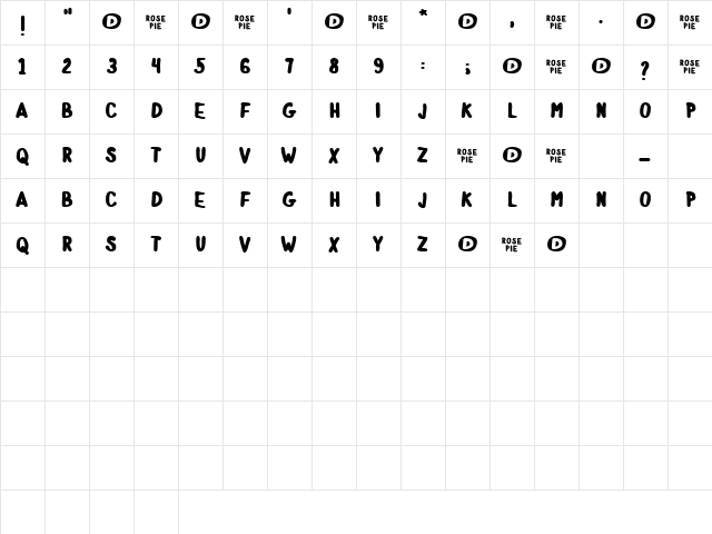 Rose Pie Regular Character Map