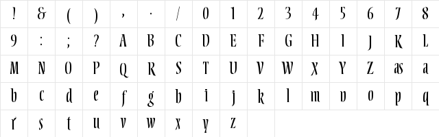Balthazar Regular Character Map Balthazar Regular Character Map
