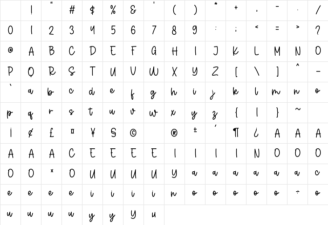 Rosemarie Regular Character Map Rosemarie Regular Character Map