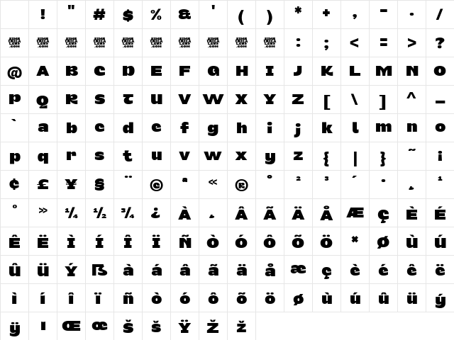 Rostacio DEMO Regular Character Map