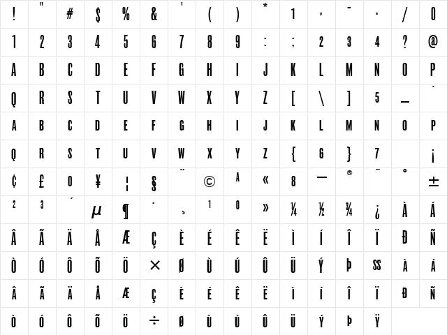 RoswellSCFourITC TT Regular Character Map