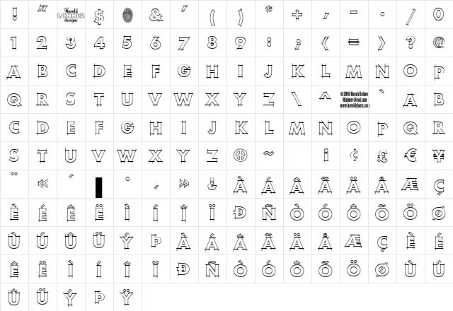 Rough DraftOutlines Regular Character Map Rough DraftOutlines Regular Character Map