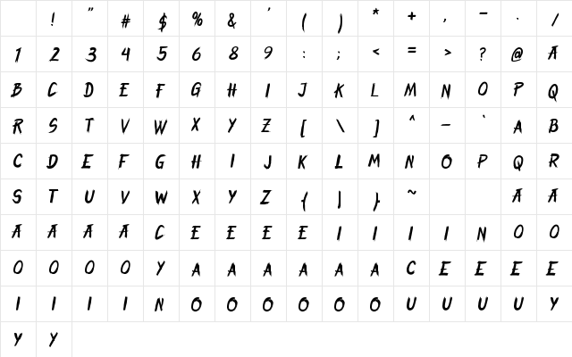 ROUGH-STROKE Regular Character Map ROUGH-STROKE Regular Character Map