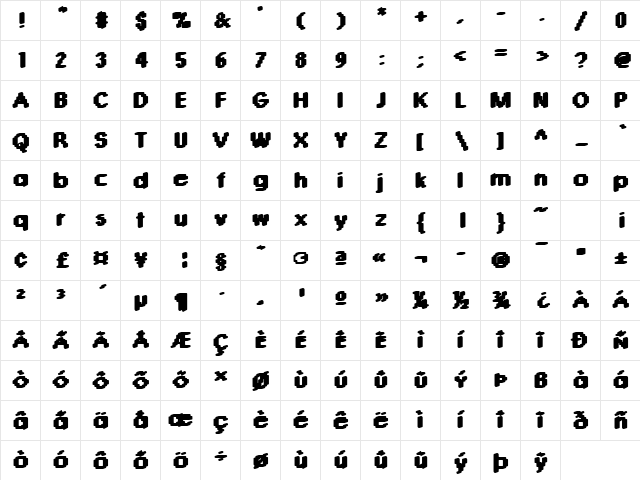 Rough09 Becker Regular Character Map