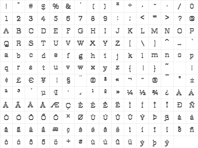 Rough13 Bold Character Map