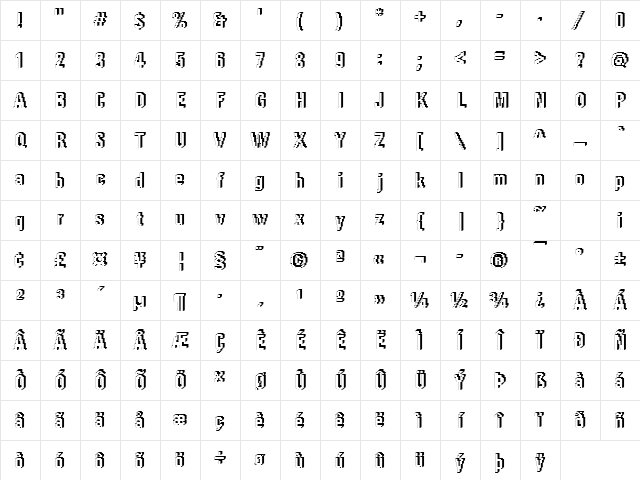 Rough66 Becker Regular Character Map